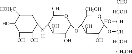 阿卡波糖是一种生物合成的假性四糖,能够抑制a-葡萄糖苷酶的活性,从而