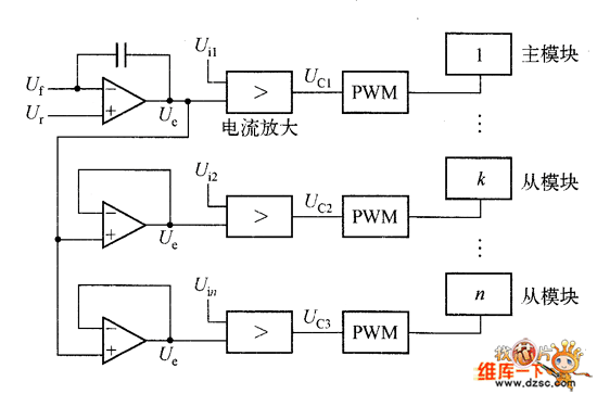 主从均流法控制的原理示意电路图