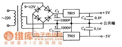 三端固定稳压器制作双电源的电路