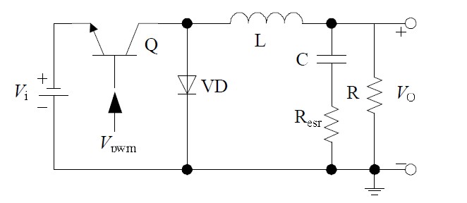 图5 非隔离负电压Buck开关电源等效功率级电路原理图