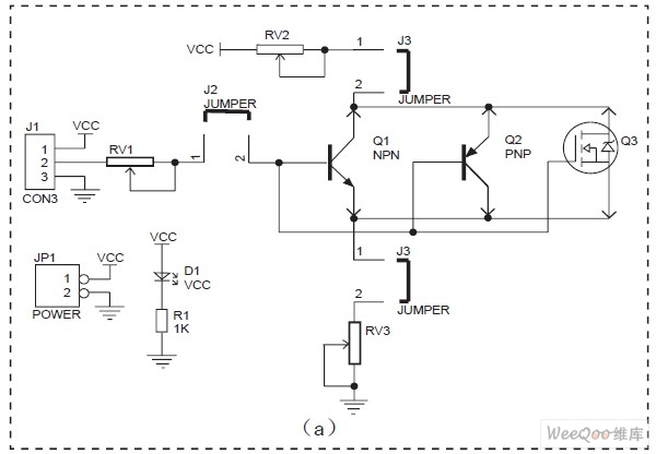 图4（a）是晶体管测试电路板的原理图