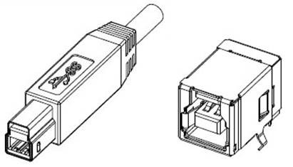 USB 3.0 Powered-B型USB插头（plug）和插座（receptacle）