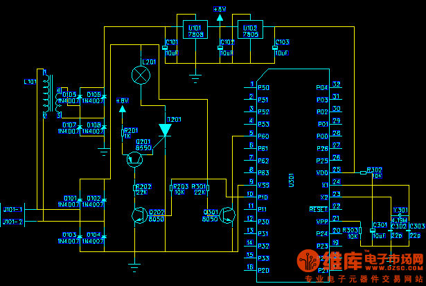 双向电容接线图解_图解大全 作者: TDL3721 于 2007-3-9 10:10:00 发布: 不是这么玩的 7808三端滥用,可省;Q301不知是干嘛的,会烧单片机;L201灯泡应串接在进线端,用双向可控硅,不推荐用单向可控硅推动方式;冷热地其实并没隔离;RESET空着,单片机是不会工作的;漏波电路不是这样设计的;太多了只说一小部分,整一个烂电路,连草稿都不是