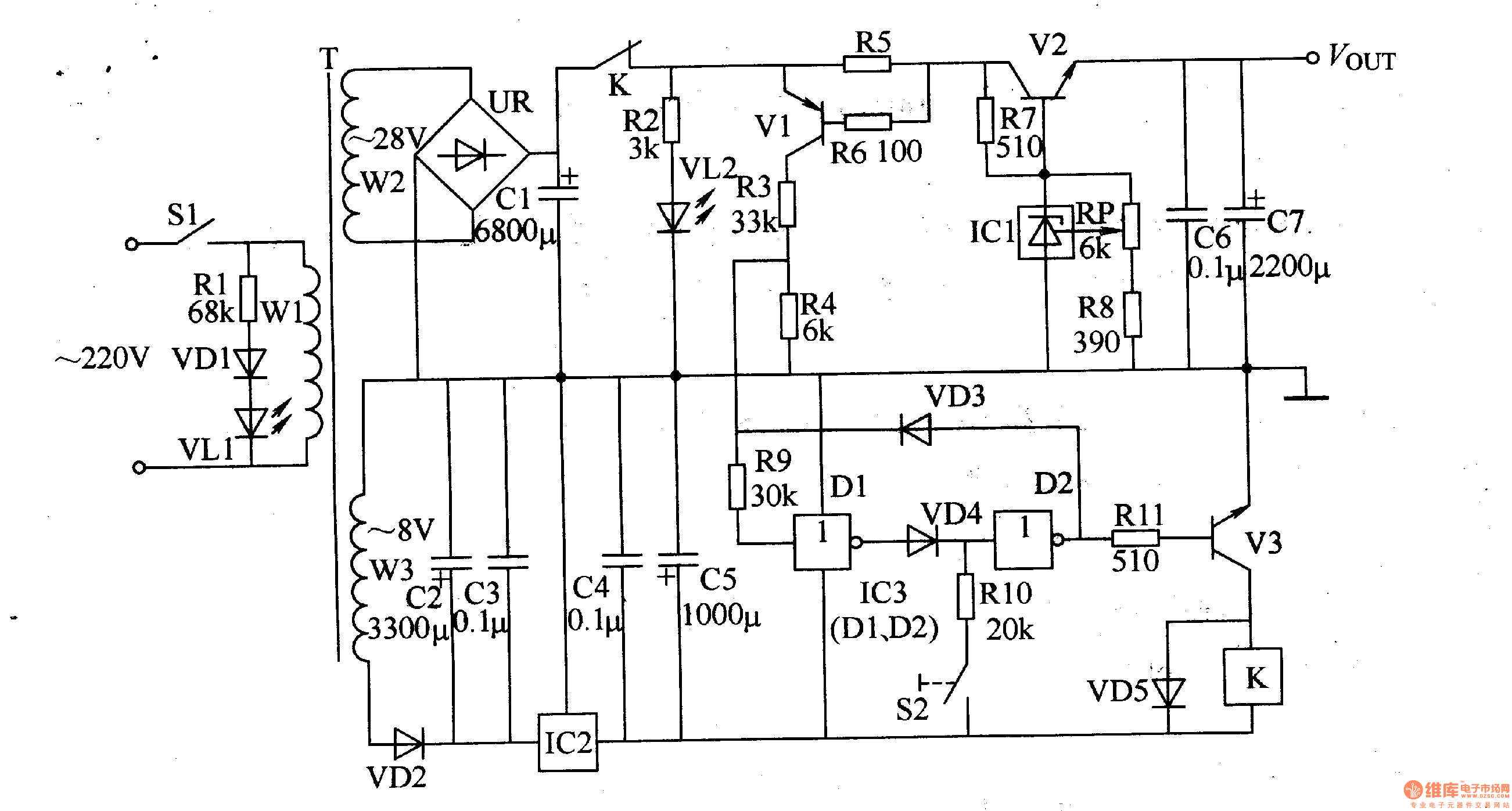 lm339设计的自动蓄电池充电电路图及说明