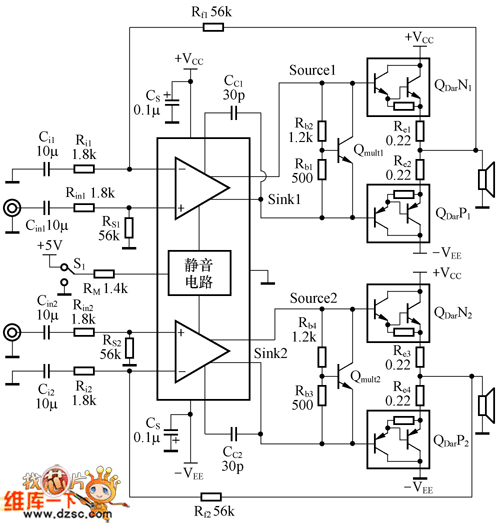 高功率分立晶体管电路图