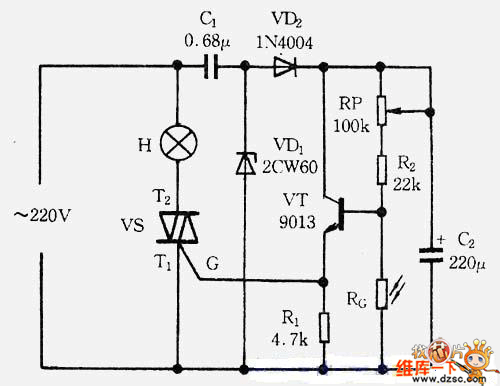光控自动照明灯电路图