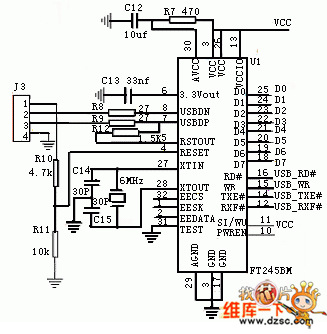 ft2232c与rs-422的转换电路图-接口电路-维库电子市场