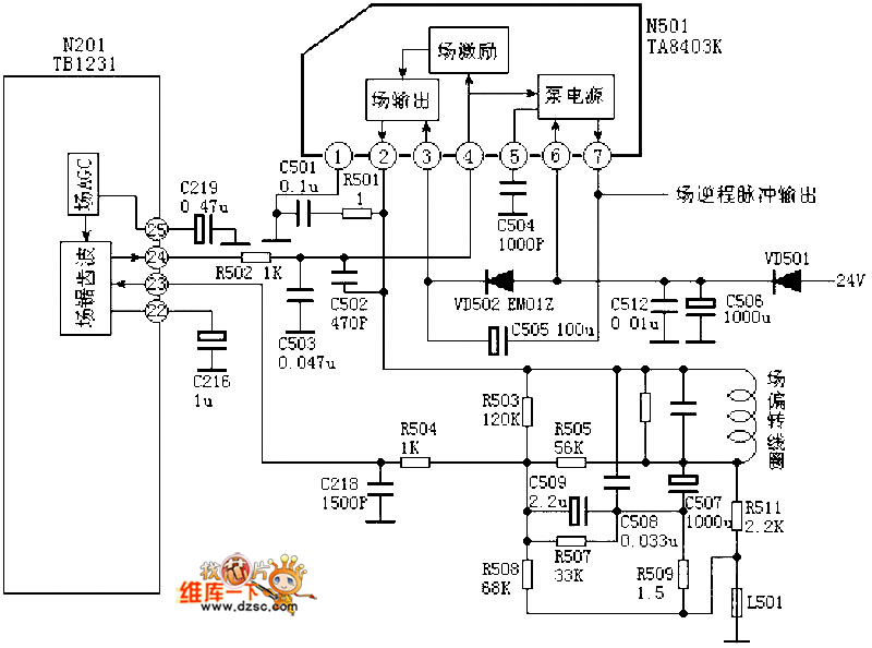 场输出电路:TA8403电路图
