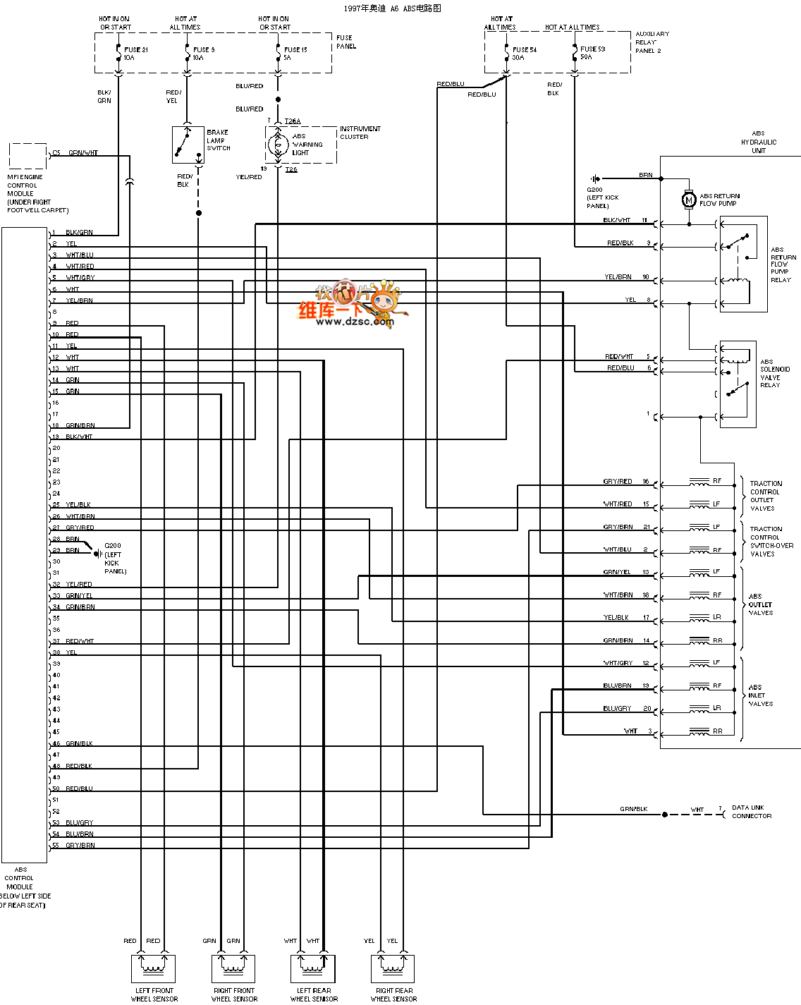 1997奥迪a6abs电路图