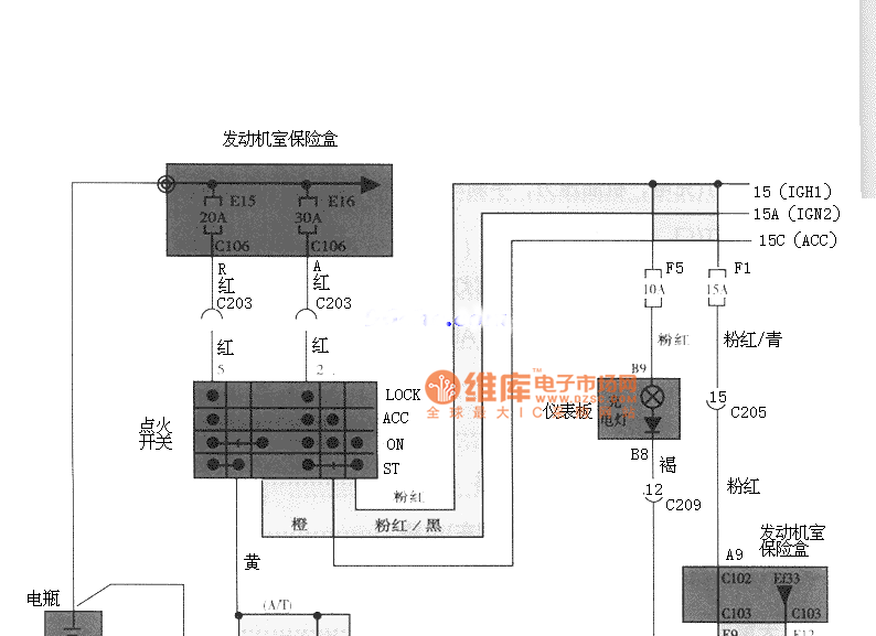 大宇汽车启动机及充电电路图