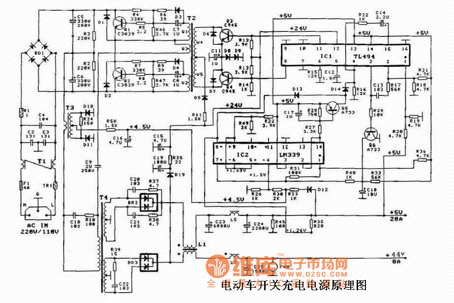 zc-2-10a 12v24v自动充电器电路