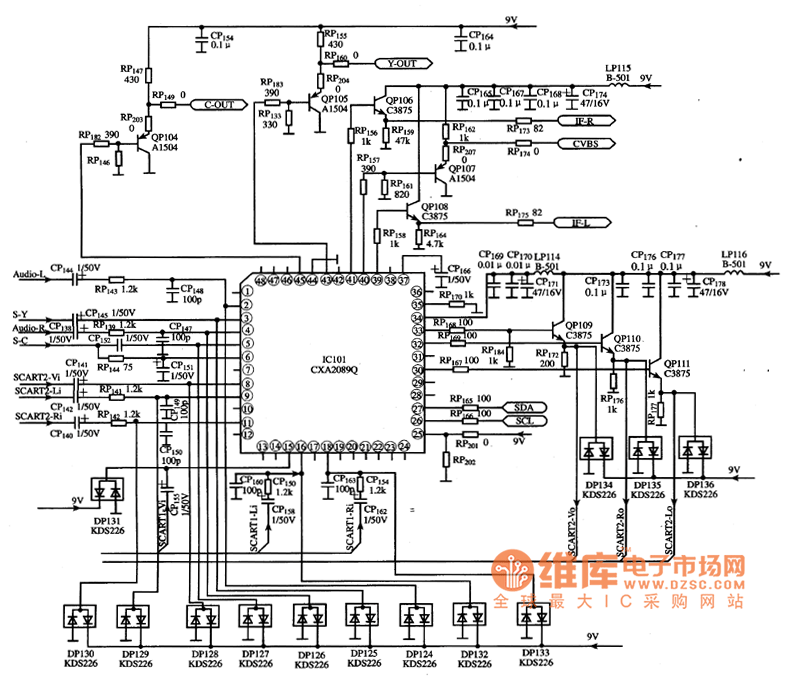 cxa2089q多功能电子开关集成电路图