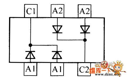晶体二极管MMBD4448HCDW内部电路图