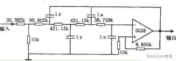 【图】巴特沃兹四阶有源低通滤波器电路图滤波