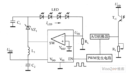 【图】利用PWM信号控制白光LED亮度电路图