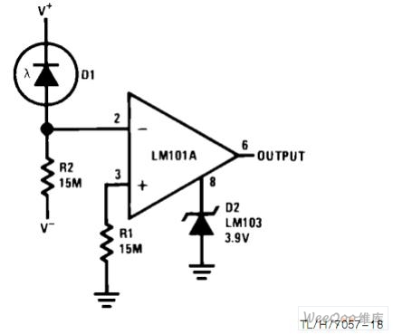 图】阈值检测器的光电二极管电路图光敏二极管