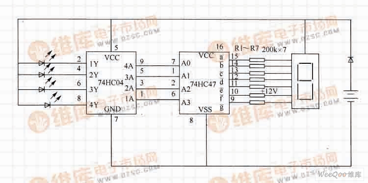 【图】2-10进制译码电路图数字电路 电路