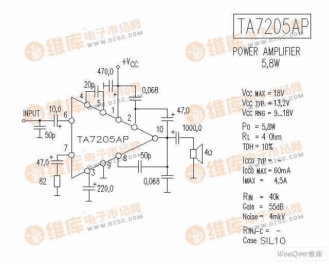 TA7205AP 音响IC电路