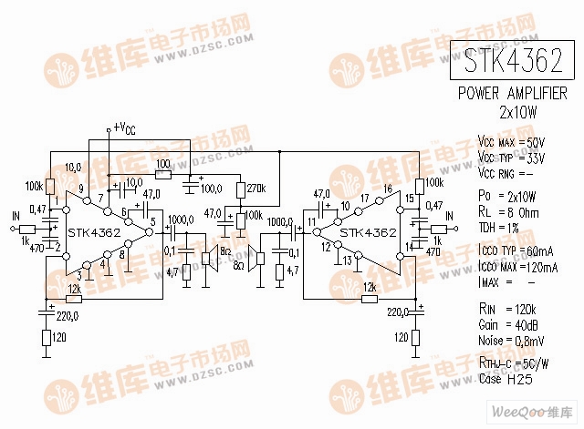 STK4362 音响IC电路