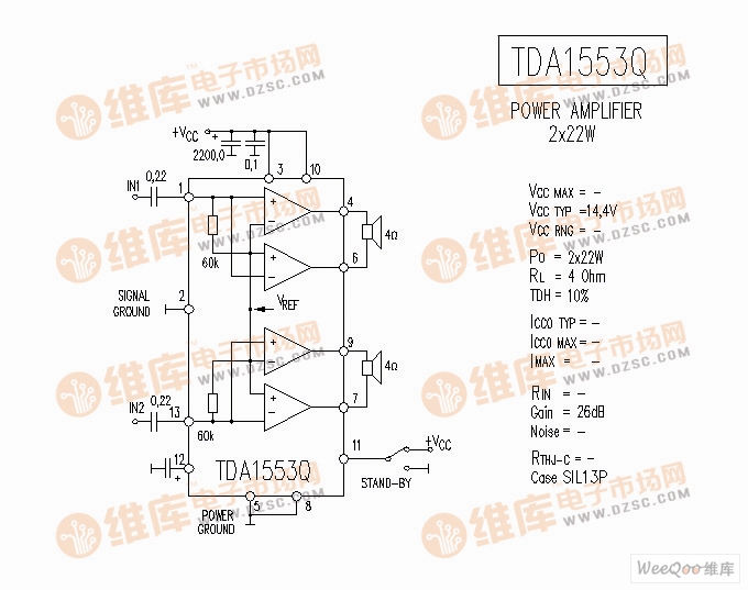 TDA1553Q 音响IC电路