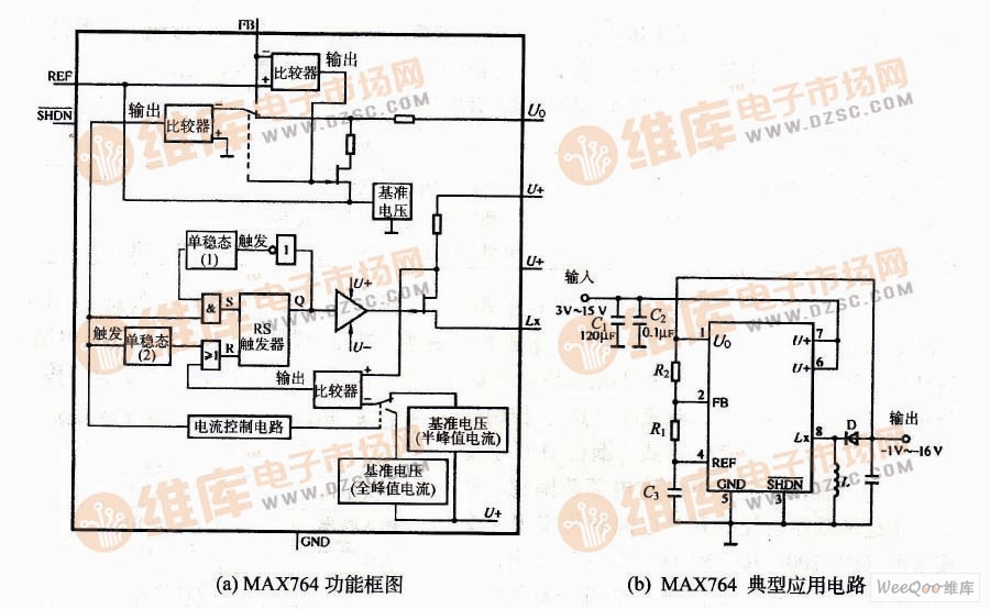 MAX764组成的负电压转换电路