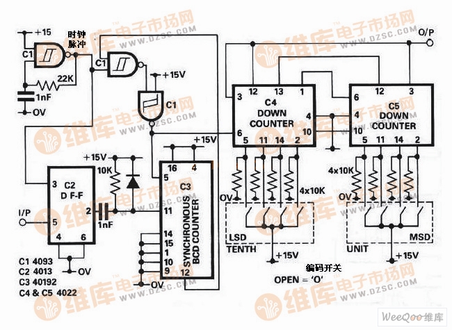 由CD40192组成的非整数可编程脉冲分压器电路