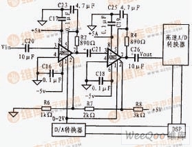 由AD603构成的程控增益放大器电路