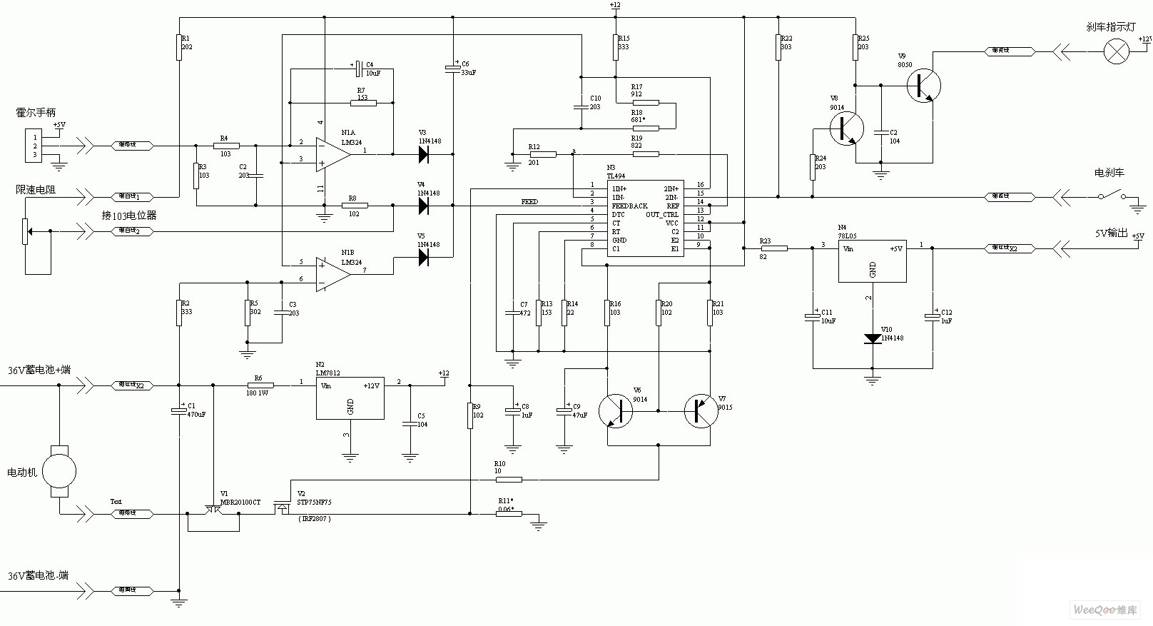 由TL494组成的电动车控制器电路图