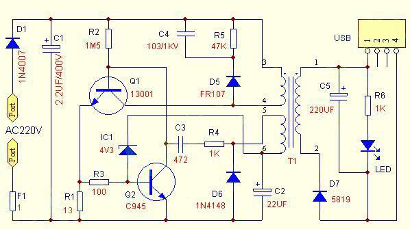 图】5V-USB充电器电路图,有详细制作步骤