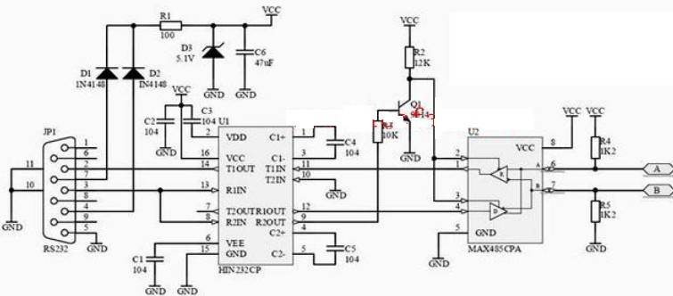 【图】自制RS232-485转换器电路图微机单片