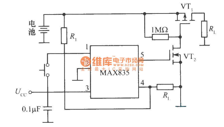 【图】MAX834监视电池低电压切断电源电路其