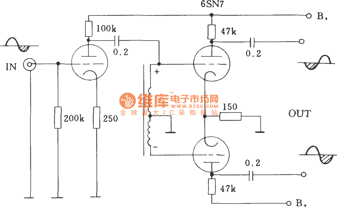 电子管扼流圈倒相电路