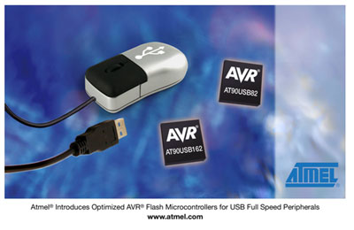 Atmel推出面向全速USB外设的AVR闪存微控制器