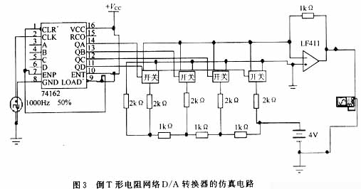 倒t形电阻网络d/a转换器的仿真电路