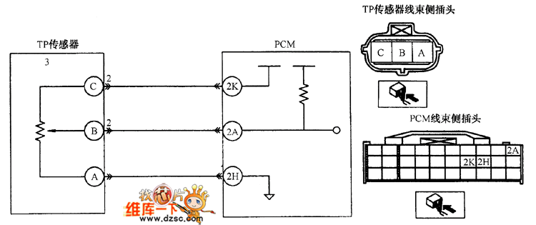 节气门位置传感器与PCM连接电路