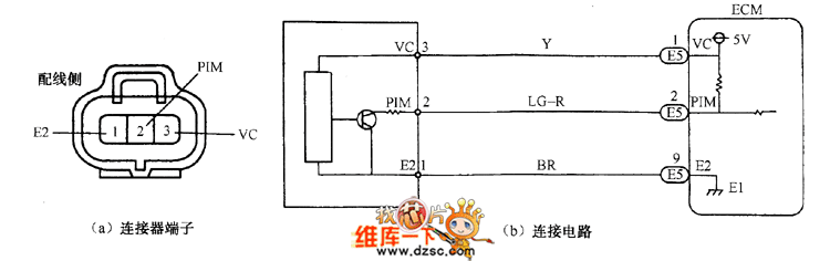 进气歧管压力传感器连接器端子及其连接电路