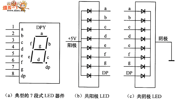 数码管引脚图接线图片