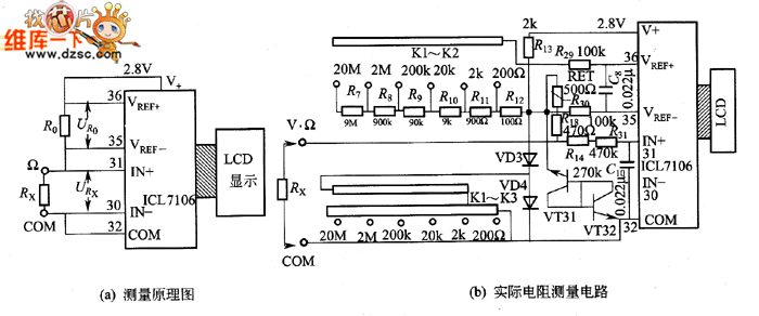 数字万用表直流电阻测量电路
