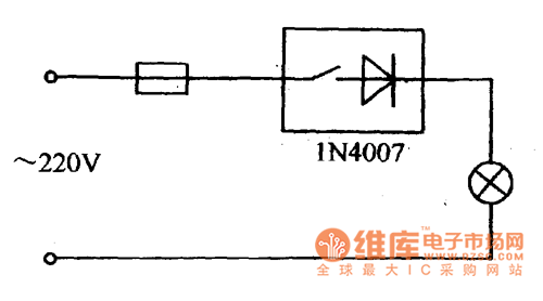 用二极管延长白炽灯寿命电路图