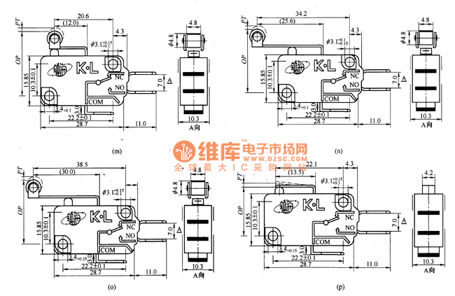 微动开关的外形