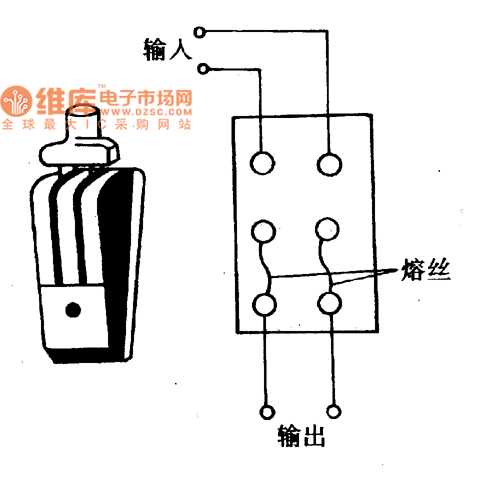 刀开关(闸刀开关)外形和内部接线电路图