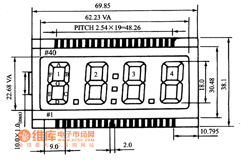 EDS815数码液晶显示器外形结构