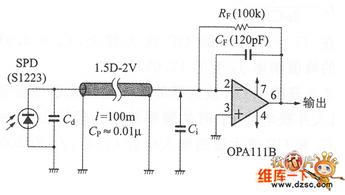 同轴电缆连接发光二极管和放大器时的补偿电路