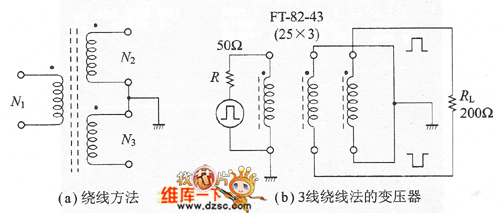 由3线绕法组成的平衡输出电路图