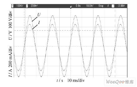  输入电压与输入电流的实测波形