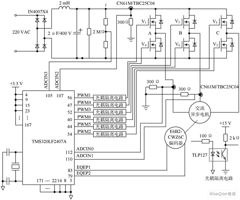 TMS320LF2407A 控制单元电路原理图