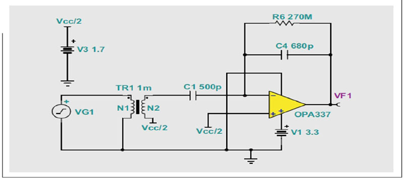图6 使用OPA337的电路TINA-TI模型