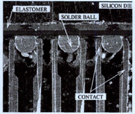 图6 插座的横截面显示接触焊球的夹捏式接触件