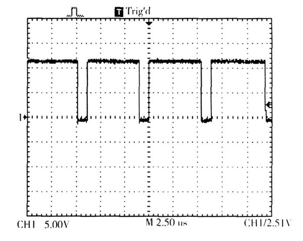 图7  输入电压12 V 负载为3 颗LED 串联时的波形