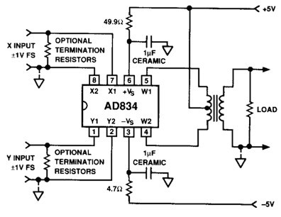 图18. AD834与变压器耦合输出